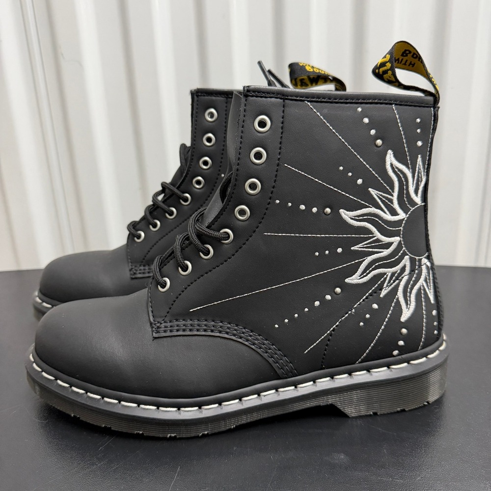 Dr. Martens Boots Womens 11 1460 Solar Flare Black Studded Embroidered EUC